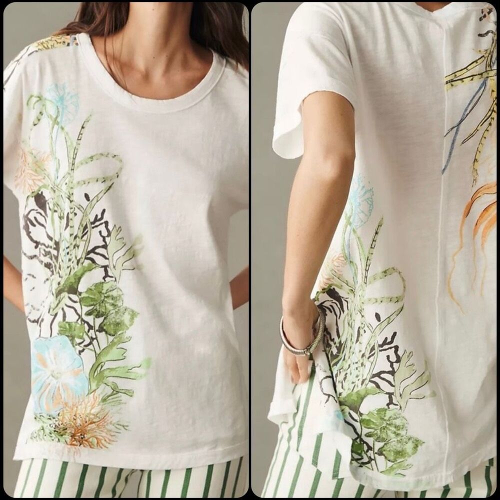 Anthropologie Pilcro The Jordyn Perfect Oversized Cotton Slub Tee Women’s L NEW